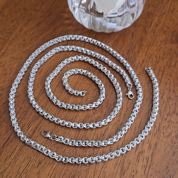 5mm Elegant Stainless Steel Silver Chain Hip Hop Necklace 24" - Picture 9 of 11